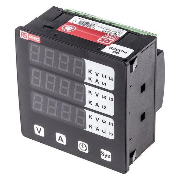 RS PRO Dig Multi Func Meter, 96x96, 3Ph, V A F (1365380)