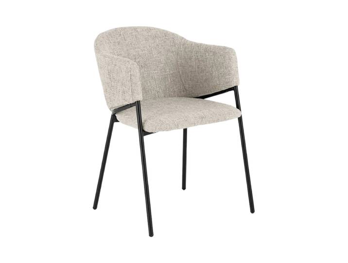 Design Esszimmerstuhl „Noblesso“ mit Armlehnen Chenille Ecru / Schwarz Invicta Interiors