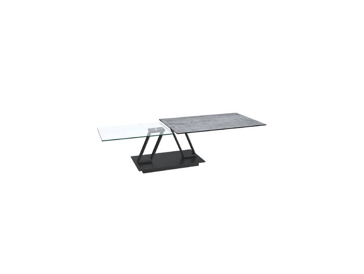 Ausziehbarer, flexibler Design Keramik Couchtisch „Barcelona“ Silver/Schwarz Akante Design