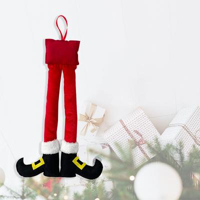 Modern Home Fixes Christmas Elf Foot Clip, Striped Red Elf Leg Hanging Tree Ornament, Car Door Hanging Decoration, Leg Decor a