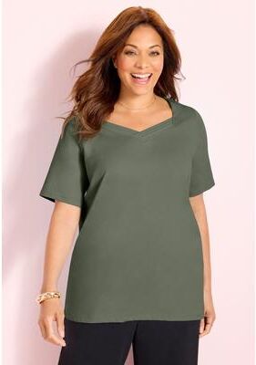 Plus Size Women's Suprema® Sweetheart Tee by Catherines in Olive Green (Size 0X)