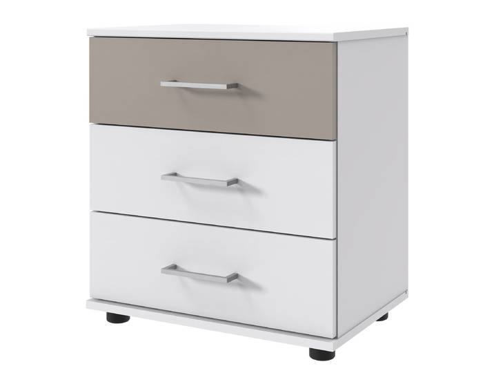 Table de chevet Taiga 58cm Blanc/Blanc/Gris Sahara