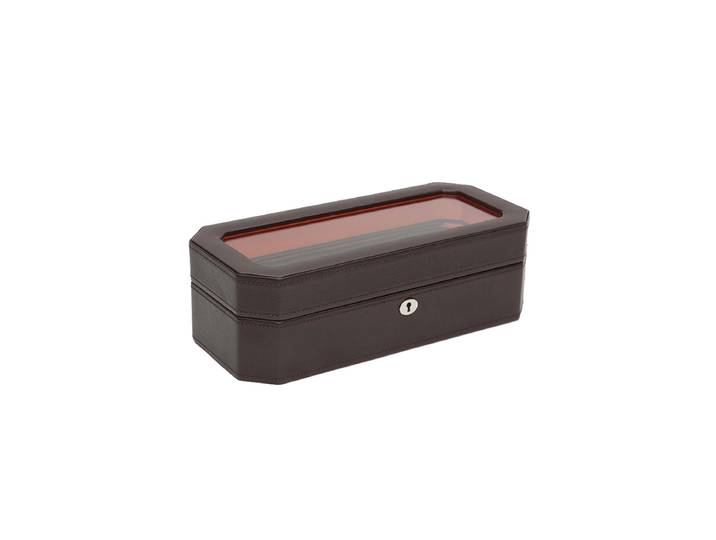 Uhrenbox „Windsor“ für 5 Armbanduhren Leder Braun / Orange WOLF