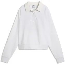 PUMA Class Relaxed Fleece Polo Sweatshirt Damen 05 - white glow heather XL