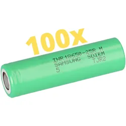 100x Samsung INR18650-25R 18650 Akku 3,6V 2500mAh 20A Flat Top
