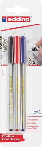Edding 4-89-3-1999 Fineliner Schwarz, Rot, Blau 0.3mm 3St.