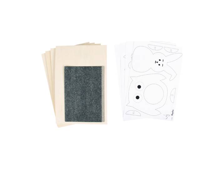 Rayher Sperrholzplatten mit Vorlagen Tiere 30 × 20 × 0.4 cm 4 Stück