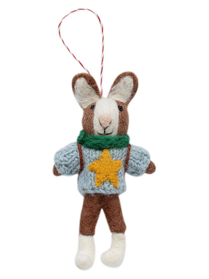 Overbeck and Friends Dekohänger ''Mr Rabbit'' in Braun/ Hellblau - (B)8 x (H)13 cm - onesize