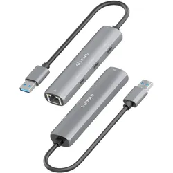 Aisens ASUC-4P037-GR (USB-C, 4 Ports), Dockingstation + USB Hub, Grau