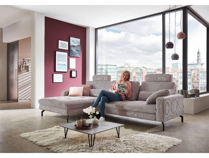 Ecksofa DIE PLANBAR MP-IN20110 L-Form mit Federkern-Polsterung , rosa (rose), B:302cm H:87cm T:178cm, 100% Polyester, Sofas, Ecksofa, optional mit Funktionen erhältlich