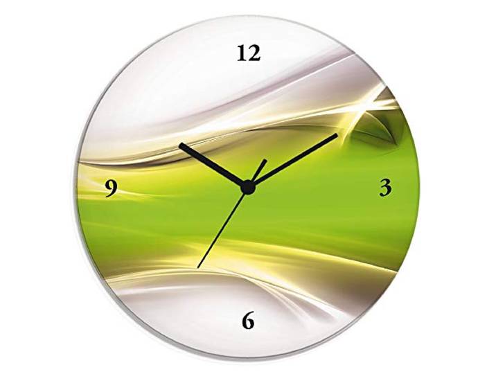 ARTLAND Wanddeko Wanduhr ohne Tickgeräusche Glas Quarzuhr Ø 30 cm Rund Lautlos Design Abstrakt Kunst Modern Ausgefallen Kreativ T9HZ