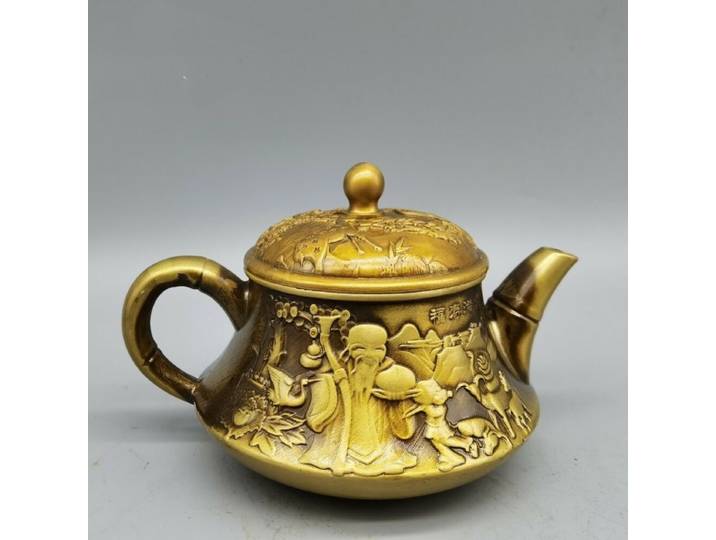 Théière classique en cuivre, Pot à vin, longévité, cérémonie du thé pour personnes âgées, chinois