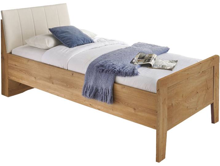 Polsterbett WIEMANN Bern , braun (bianco, eiche, dekor), B:99cm H:96cm L:217cm, Betten, Polsterbett, 4-fach Liegehöhenverstellung
