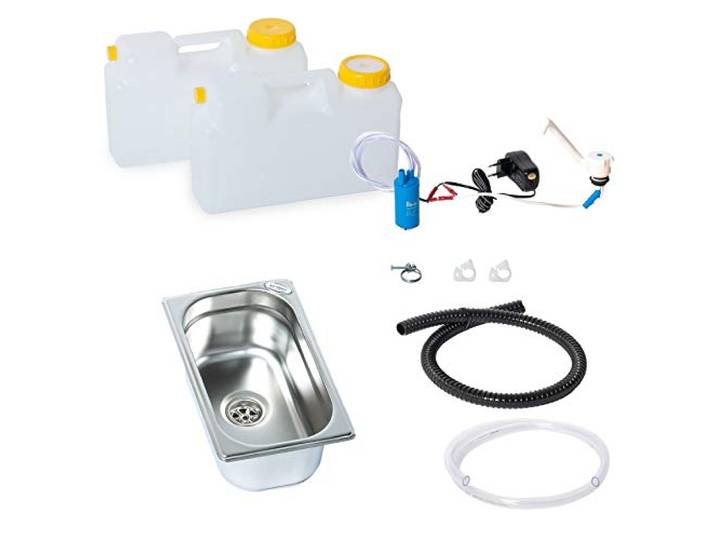 Wasseranlage Imbisswagen Verkaufsanhänger Campingküche 230V Bausatz Spüle 265x160x100 Novo Raumsparkanister (ad-ideen)
