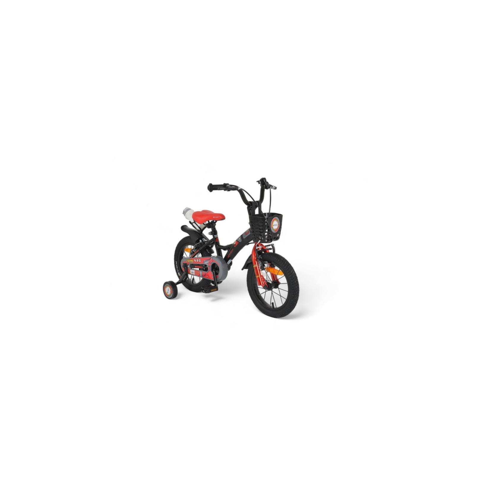 Byox Kinderfahrrad Robo 14 Zoll, Stützräder, Frontkorb, Getränkehalter, Klingel schwarz