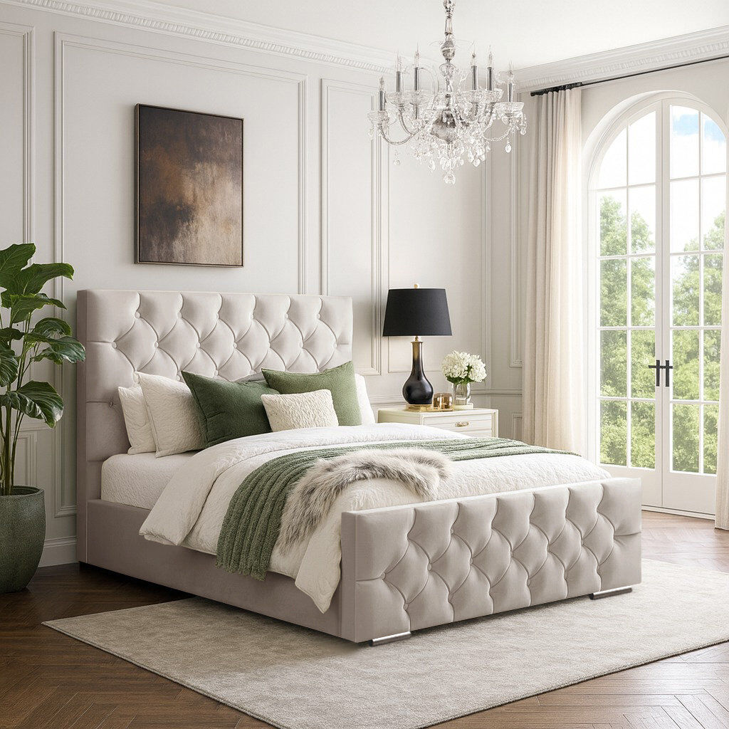 Mercer41 Bollman Upholstered Bed Coffee Kingsize (5')