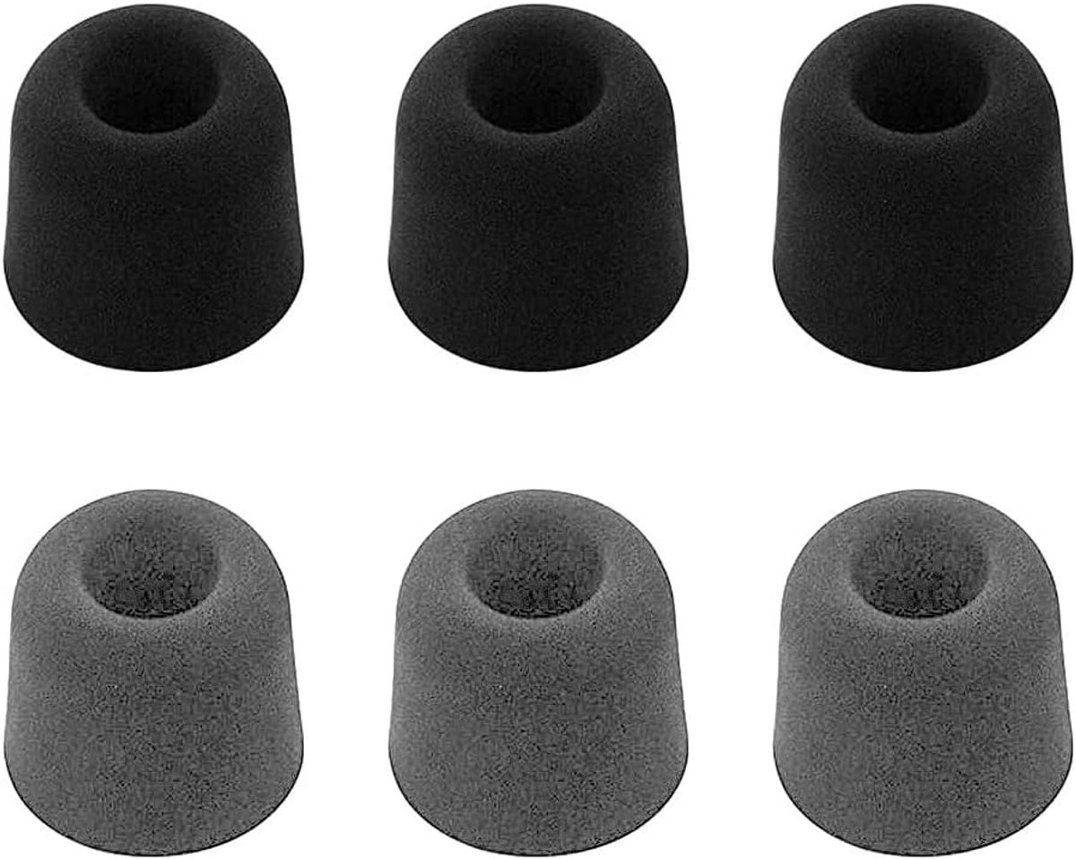 6 Paar Traagschuim Oordopjes - In-Ear Vervangende Dopjes voor Hoofdtelefoons, Zwart en Grijs
