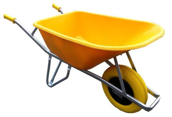 Fort Fort stratenmakerskruiwagen 100 liter geel met NooitMeerLek wiel