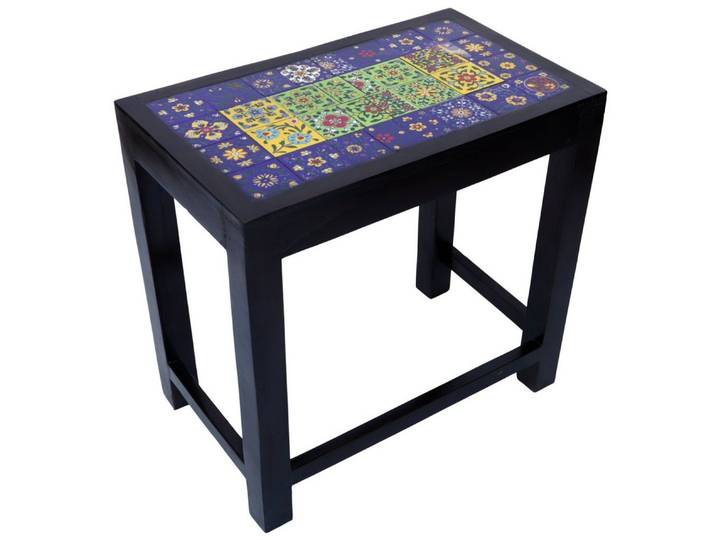 Guru-Shop Couchtisch Kleiner Tisch mit Fliesenmosaik - 47 cm