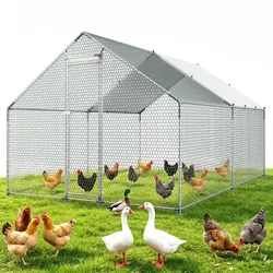 VEVOR Hühnerstall 3x4x2 m, Begehbarer Hühnerauslauf mit Abdeckung, Hühnerhaus mit Turmdach & Sicherheitsschloss, Enten- & Kaninchenkäfig, Geflügelgehege für Hinterhof, Bauernhof, Hof