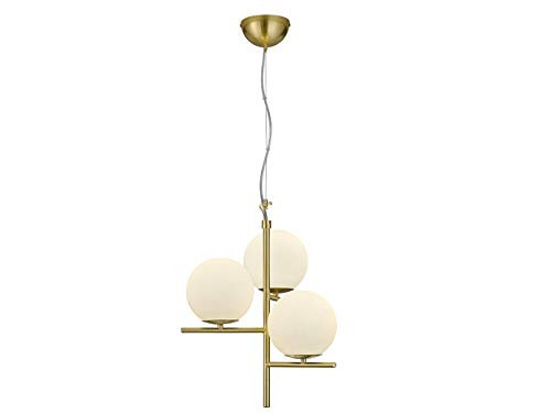 Trio Leuchten Hanglamp Pure in mat messing en wit glas