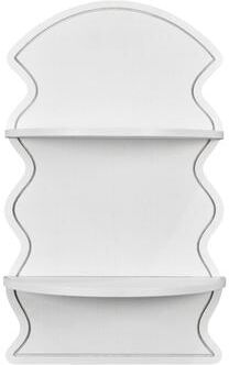 "American Art Decor White Wavy Arched Lunar Ledges 2-Tier Floating Wall Shelf - 14"" x 24"" x 8"""
