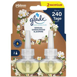 glade Raumduft Duftstecker electric scented oil, Duo Pack, Nachfüller, 2x 20 ml, Sensual Sandalwood & Jasmine