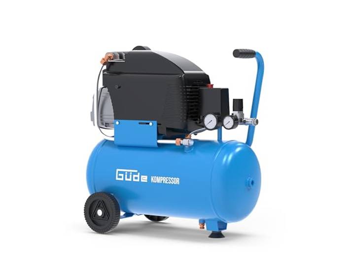 Güde Kompressor 231/10/24 (ölgeschmiert, max. 10 bar, 1500 W, Kessel 24 l, Ansaugleistung 206 l/min, Druckminderer, 2x Manometer, Sicherheitsventil, Kondensatablassschraube, Luftfilter, mobil)