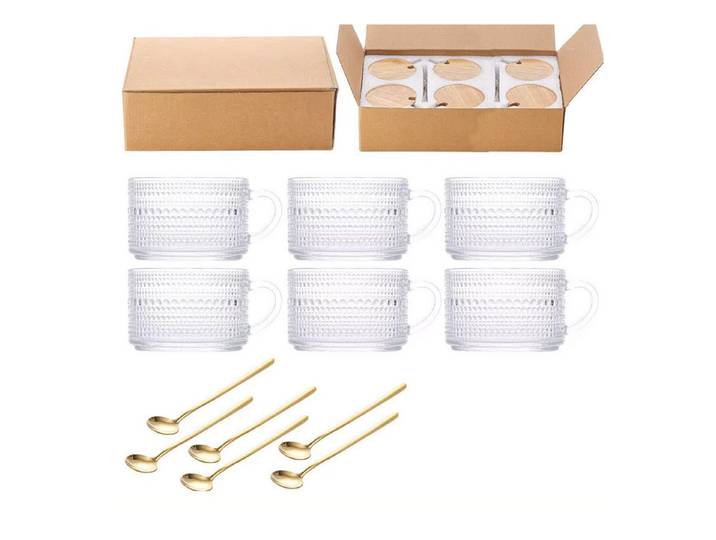 Quality Elegance Kombiservice Kombiservice 6 x großes Vintage-Glasschalen-Set, Gläser-Set (6-tlg), 6 Personen, für 6 Personen