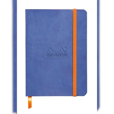 Rhodiarama flexibles Notizbuch A6 72 Blatt liniert, Papier elfenbein 90g, mit Gummizugverschluss - Saphir 117308C