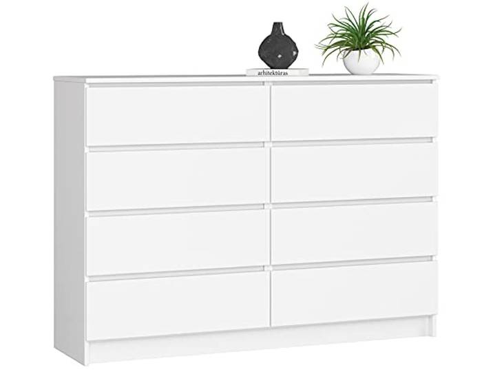 Home Collective Kommode weiß 140cm breit mit 8 Schubladen, Schlafzimmer und Wohnzimmer, vielseitig einsetzbar für Flur und Kinderzimmer