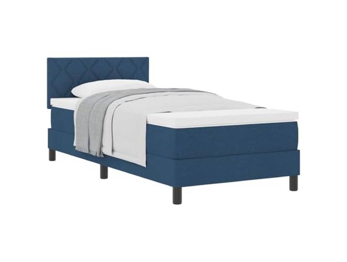 PUGYNBK Boxspringbett, Blau, 90 x 190 cm, Stoff Verstellbares Kopfteil, Schaumstoffmatratze und Federn, Holzrahmen, moderner Stil