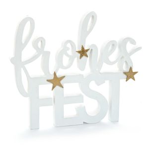 Heitmann-Deco Weihnachtsdeko 1008736, Frohes Fest, Schriftzug aus Holz, 25 x 20 x 2cm