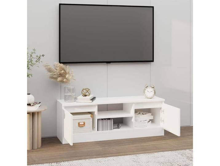 NEW MEUBLE HI-FI - Blanc - Armoire TV - Meuble TV - pour maison - avec porte Blanc 102x30x36 cm_5390