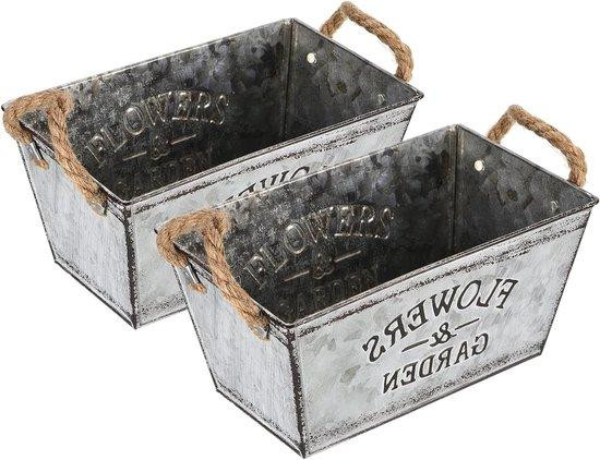 Young Connections Metalen plantenpot met touw handvat, 2 stuks