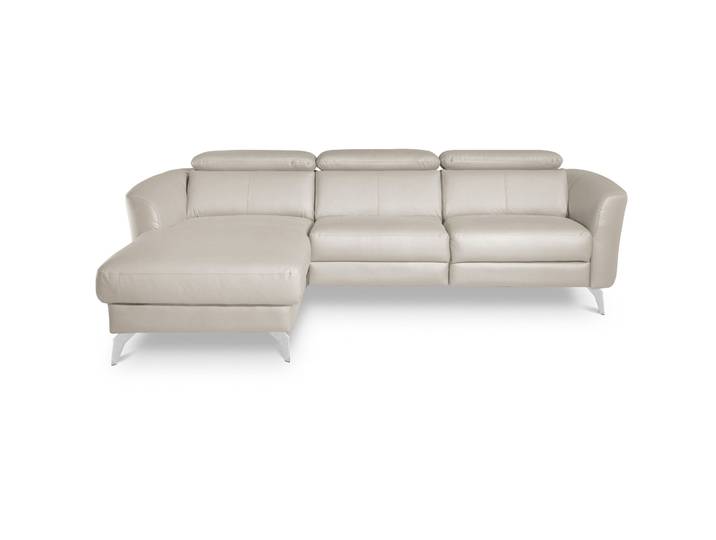 Exklusives Ecksofa Simba Leder Eisgrau B 261 cm T 183 cm - Material: 100% Echtleder + Korpus Lederlook - Ecksofa