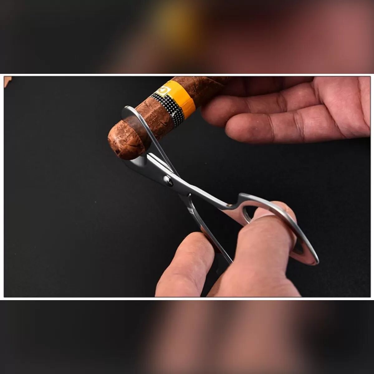 INF Ciseaux à cigares en acier inoxydable - Coupe-cigare portable avec finition polie pour coupes rondes