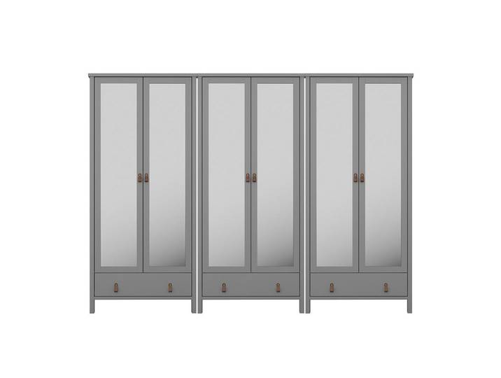 ebuy24 Kleiderschrank Tromsø Grau lackiert 267/50/195 cm, 3 Schubladen, 267x195x50 cm, Schlafzimmer, Kleiderschränke