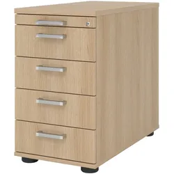 bümö Schreibtisch Schrank abschließbar, Schubladenschrank Holz in Eiche, Container mit Schubladen - Schubladen Schrank Büro, Schreibtisch Container