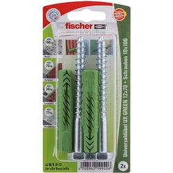 Fischer 2x Universaldübel UX GREEN 12x70 S mit Schraube - 524815