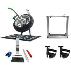 Rabaconda Street Bike Reifenmontiergerät mit Wuchtbock und Starterpaket Schwarz BTR Wuchtbock Spray