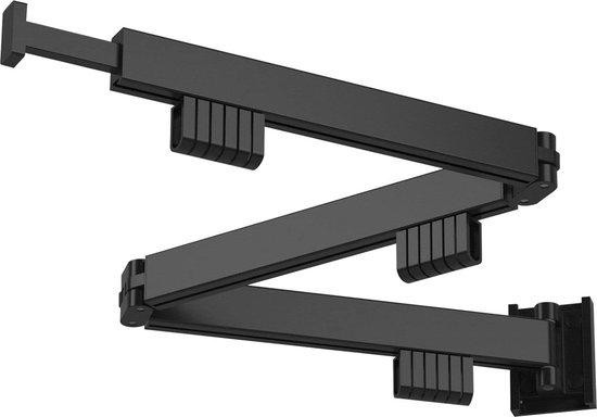 Opvouwbaar 3-voudig wasrek met haken, zwart, aluminium