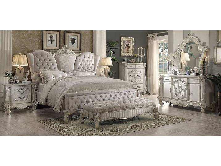 JVmoebel Bettgestell Chesterfield Bett im Barockstil mit silberner Farbgebung (1-tlg), Made in Europa
