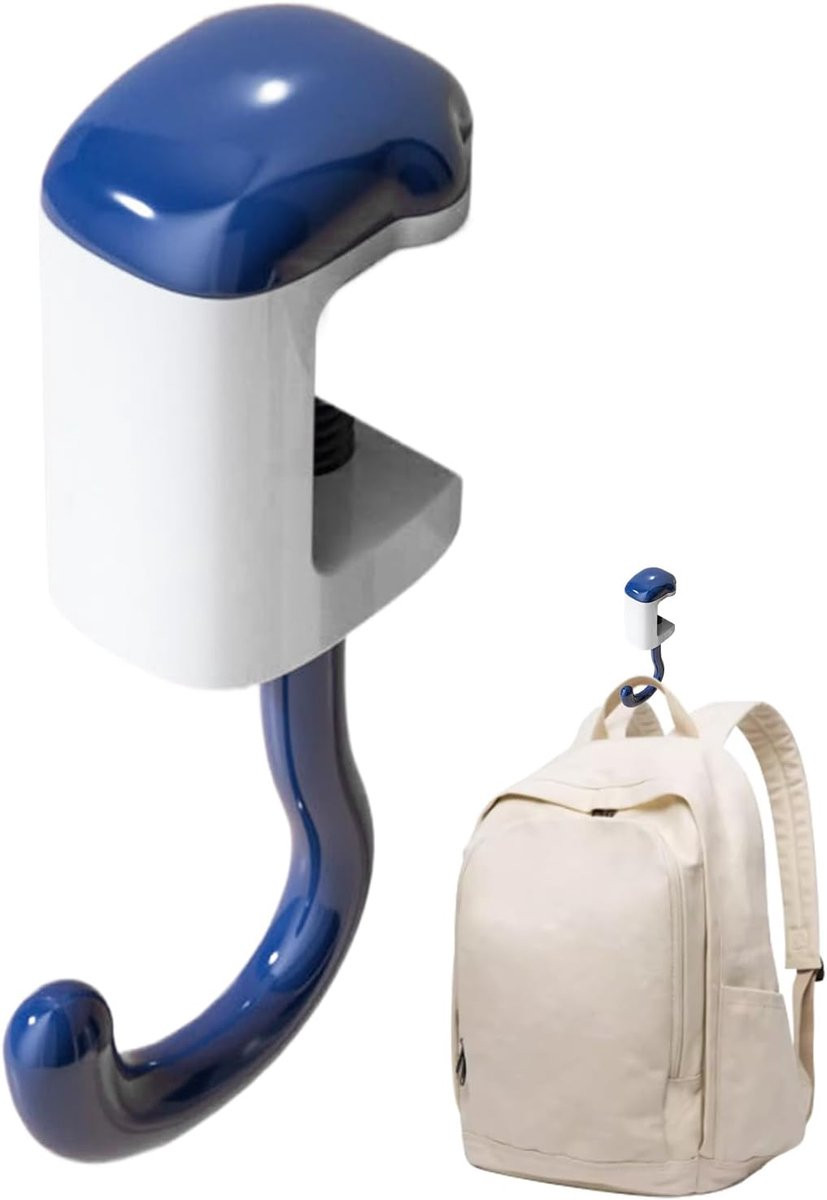 Blauwe Tas Hanger Tafelhaak met Verstelbare Klem - 11 x 4,5 cm