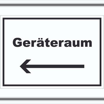 HB-Druck Geräteraum Aufkleber mit Text und Richtungspfeil links Schuppen waagerecht A0 (841x1189mm)