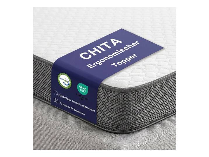 CHITA, Topper, 7.0 cm hoch, Bezug: 100% Polyester, Füllung: Schaumstoff, 7 cm hoch, Ergonomisch, OEKO-Standard, Atmungsaktiv