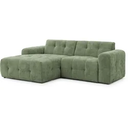 ECKSOFA Kozy im Bumpy-Design mit fester Rückenlehne aus weichem Grün Chenille-Stoff - Ottomane links