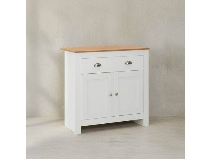 KADIMA DESIGN Kommode Stilvolles Sideboard mit 2 Schubladen, Eiche/Weiß