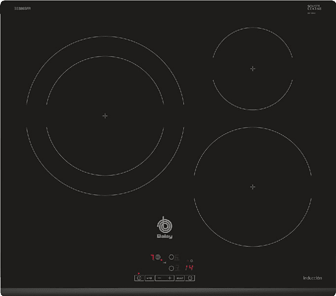Encimera - Balay 3EB865FR, Eléctrica, Inducción, 3 zonas, 28 cm