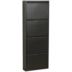 Ebuy24 Pisa Schuhschrank mit 4 Klappen/ Türen in Metall schwarz.Fertig montiert.